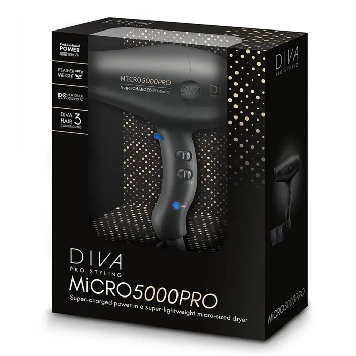 Diva Micro 5000 Secador De Pelo Black